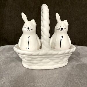 Rae Dunn bunny in basket Salt&Pepper Shakers - brand new